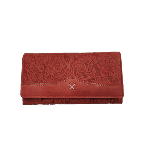 Ginis Leather Wallet for Women 102301 Red