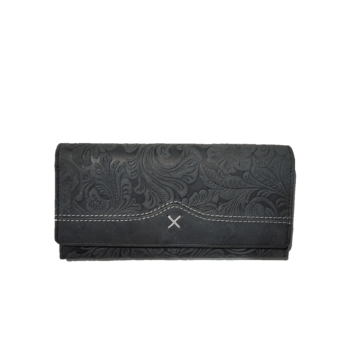 Ginis Leather Wallet for Women 102301 Black